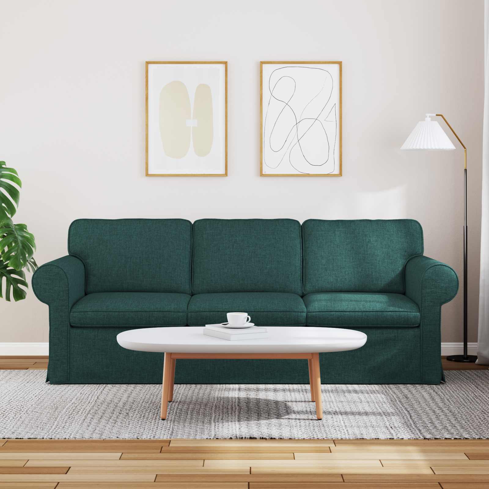 Καναπές Σκούρο Πράσινο 215 x 82 x 80 εκ ύφασμα - Pakobazaar