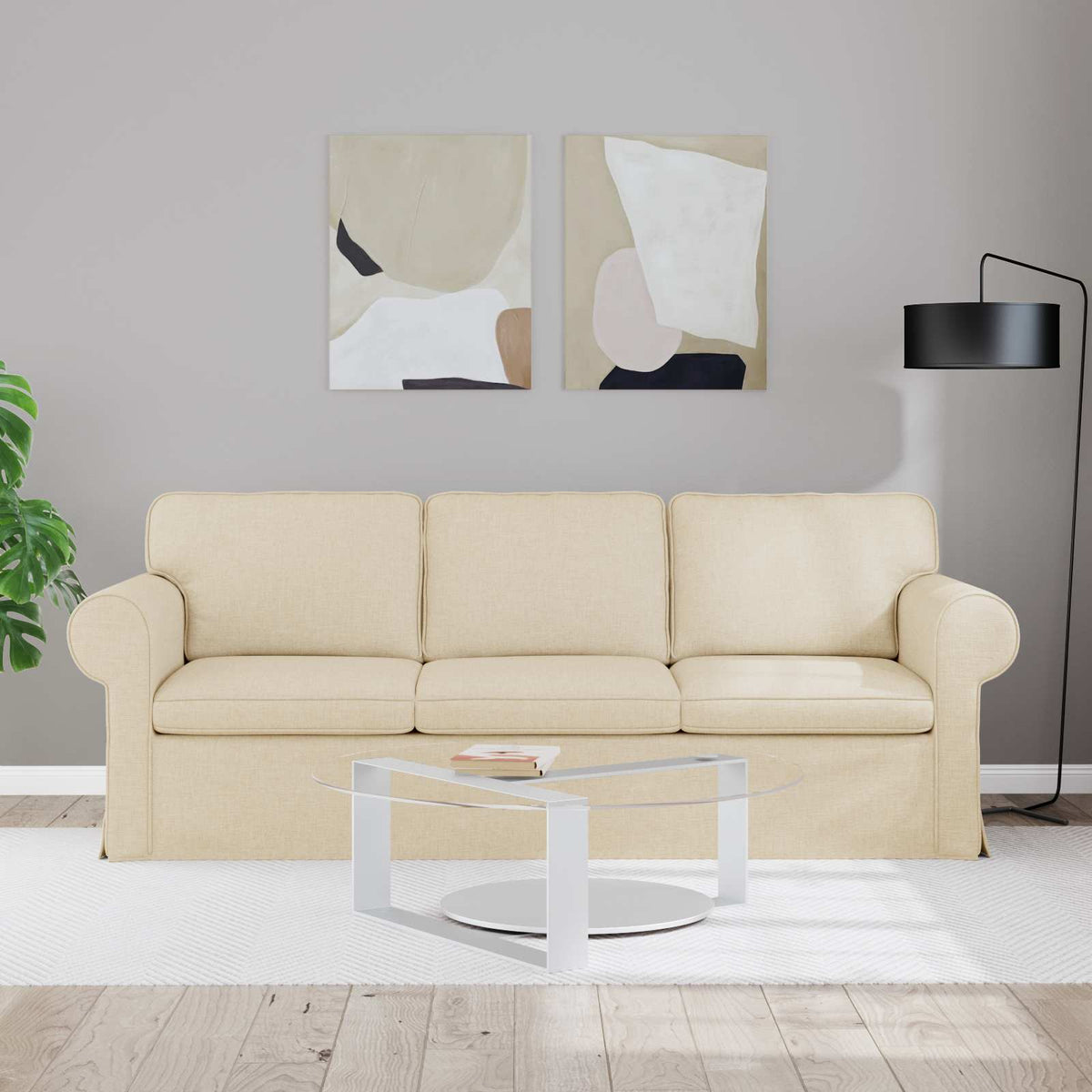 Καναπές Κρεμ 215 x 82 x 80 εκ ύφασμα - Pakobazaar