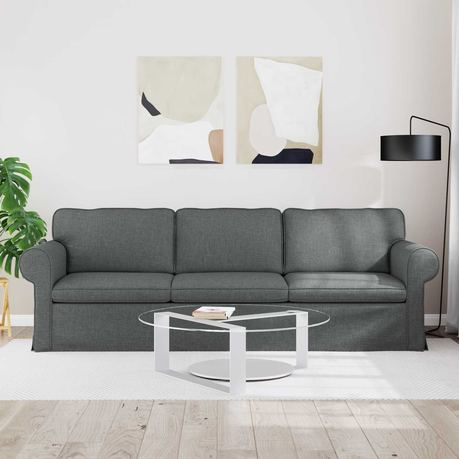 Καναπές Σκούρο Γκρι 215 x 82 x 80 εκ ύφασμα - Pakobazaar