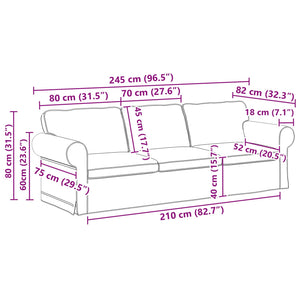 Καναπές Σκούρο Πράσινο 245 x 82 x 80 εκ ύφασμα