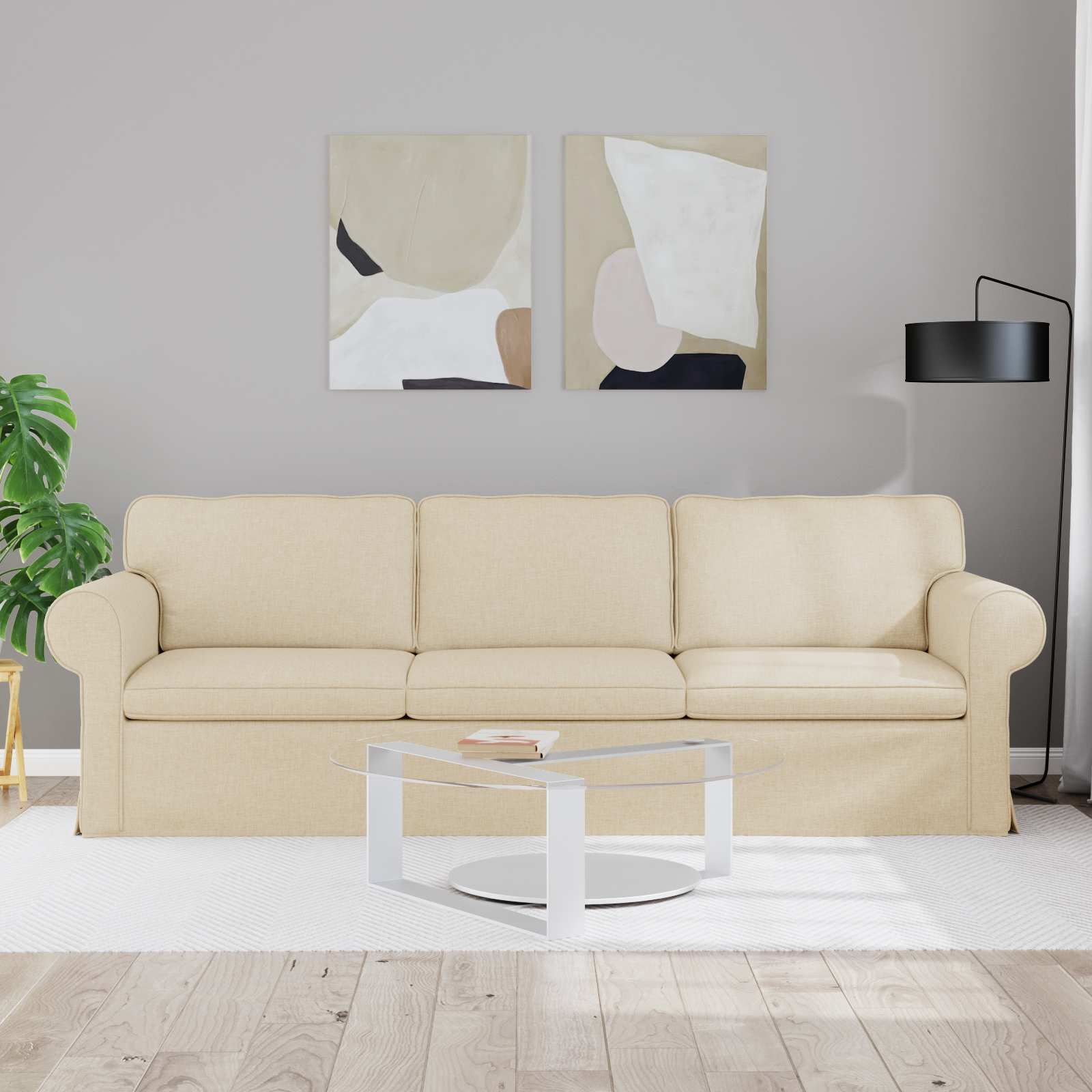Καναπές Κρεμ 215 x 82 x 80 εκ ύφασμα - Pakobazaar