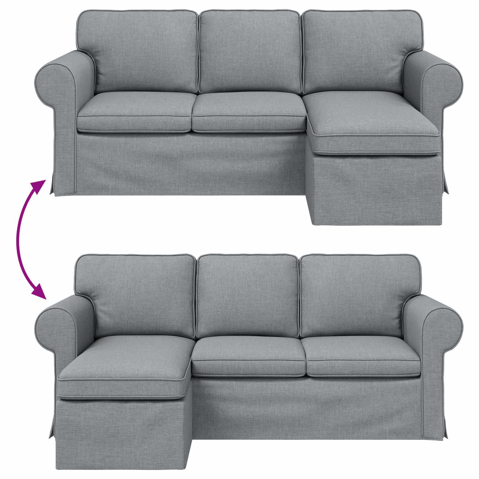 Καναπές Ανοιχτό γκρι 215 x 138 x 80 εκ ύφασμα - Pakobazaar