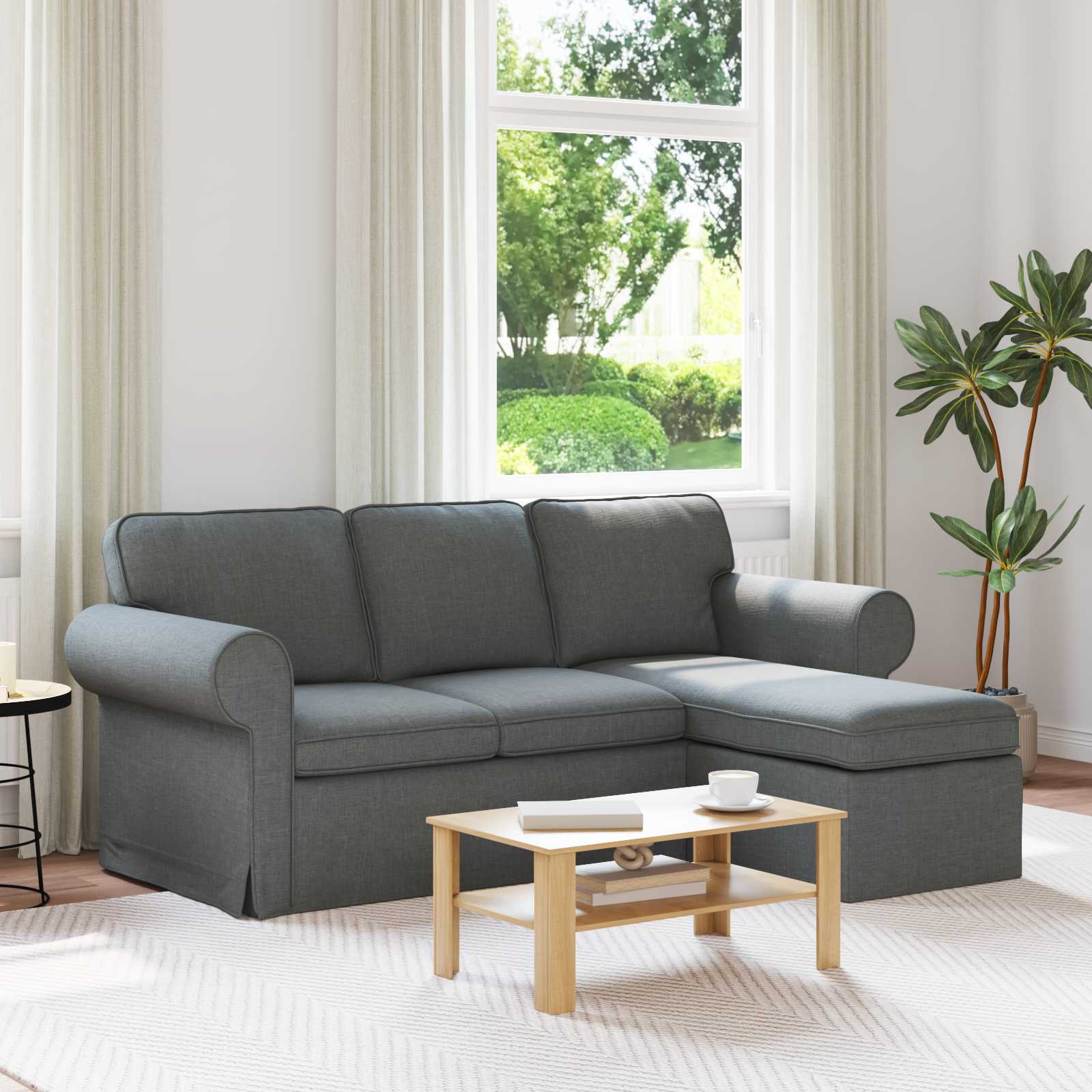 Καναπές Σκούρο Γκρι 215 x 138 x 80 εκ ύφασμα - Pakobazaar