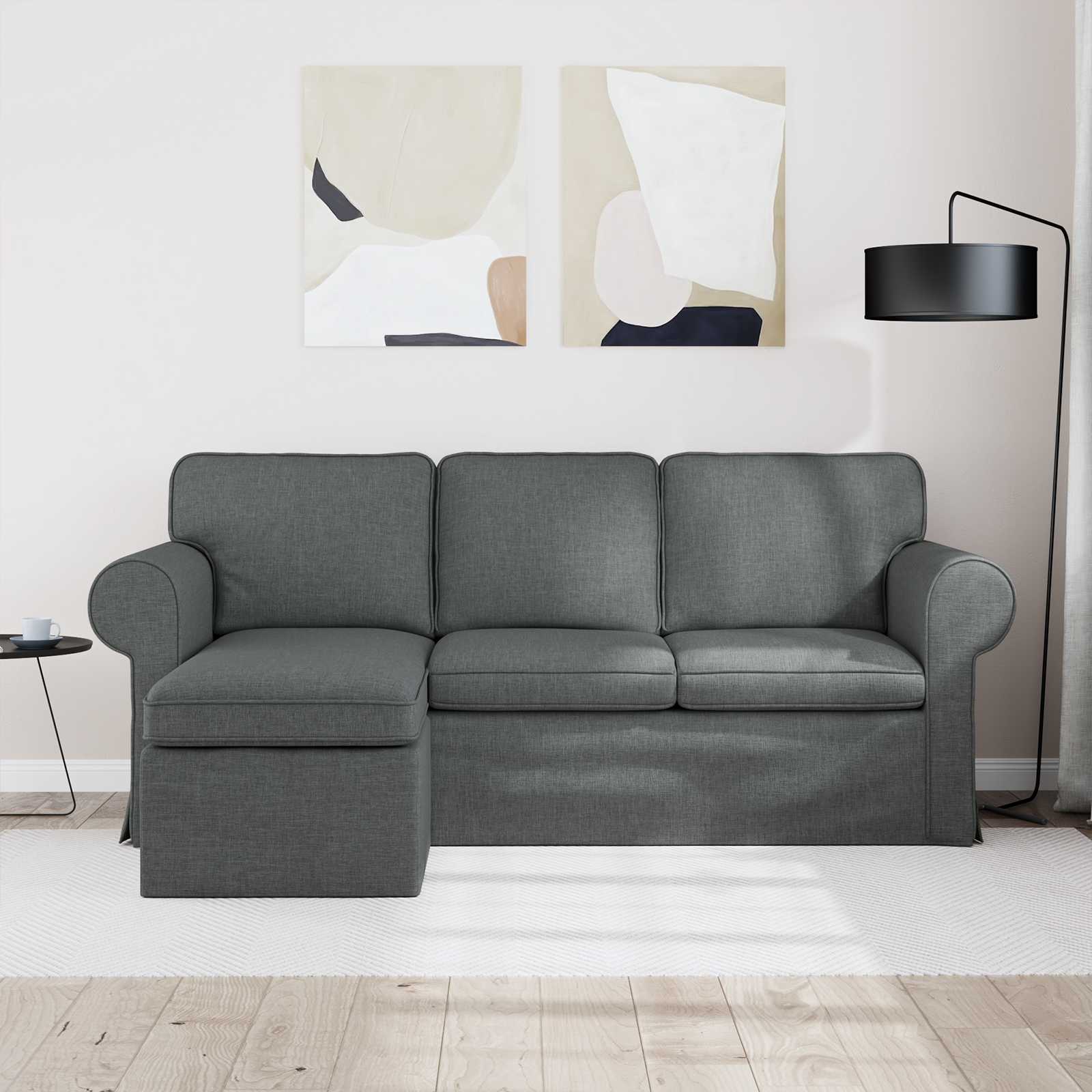 Καναπές Σκούρο Γκρι 215 x 138 x 80 εκ ύφασμα - Pakobazaar