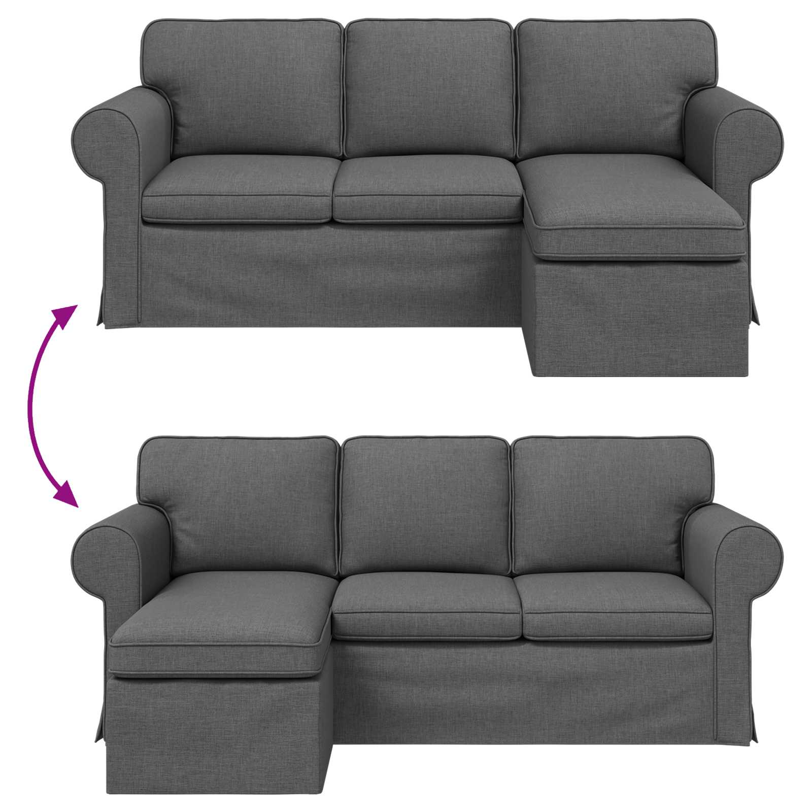Καναπές Σκούρο Γκρι 215 x 138 x 80 εκ ύφασμα - Pakobazaar