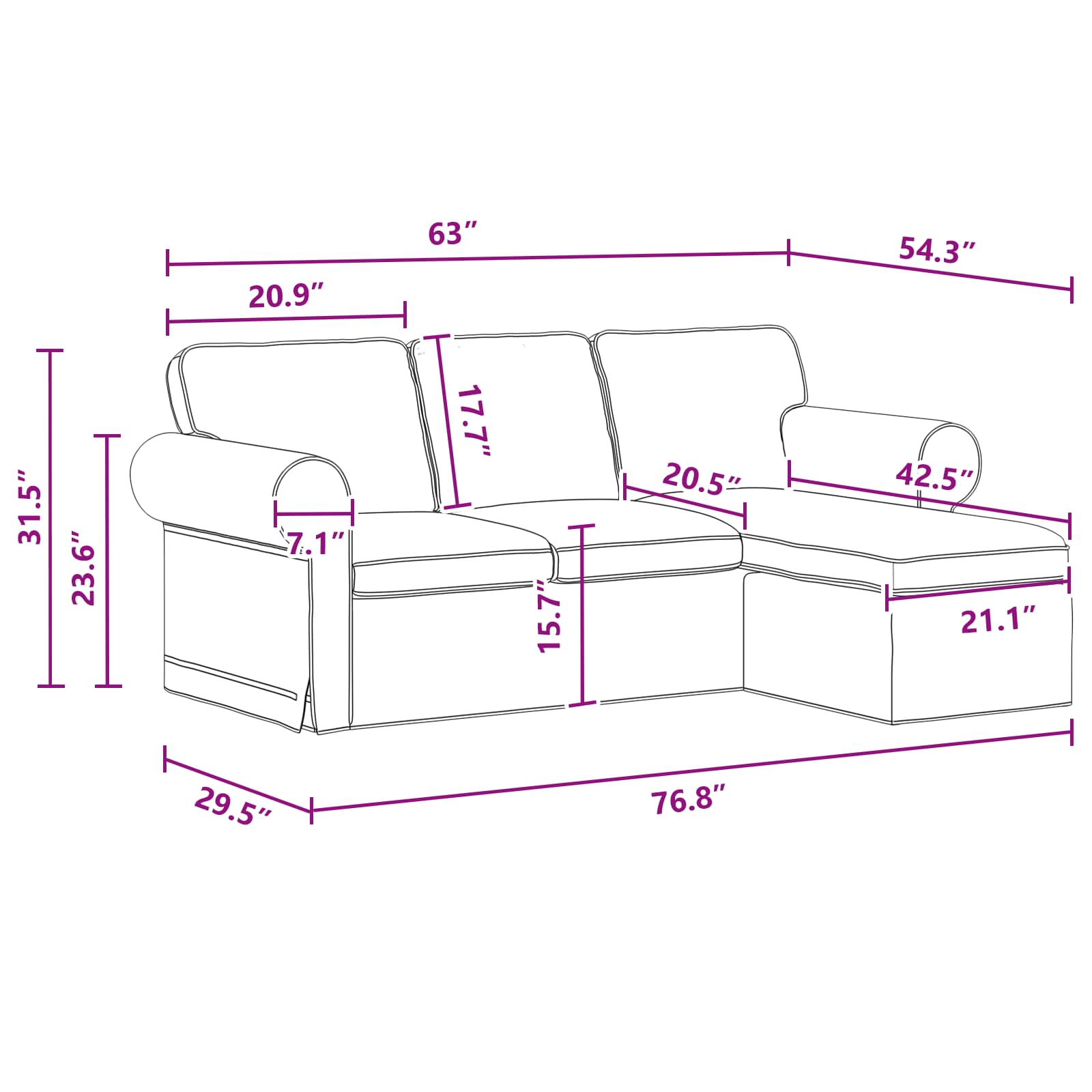 Καναπές Σκούρο Γκρι 215 x 138 x 80 εκ ύφασμα - Pakobazaar