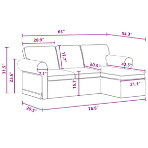 Καναπές Σκούρο Γκρι 215 x 138 x 80 εκ ύφασμα - Pakobazaar