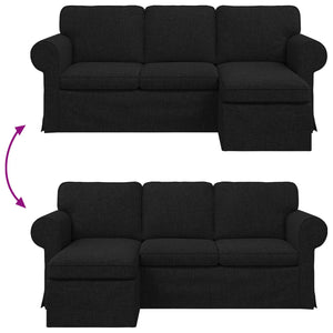 Καναπές Μαύρο 215 x 138 x 80 εκ ύφασμα - Pakobazaar