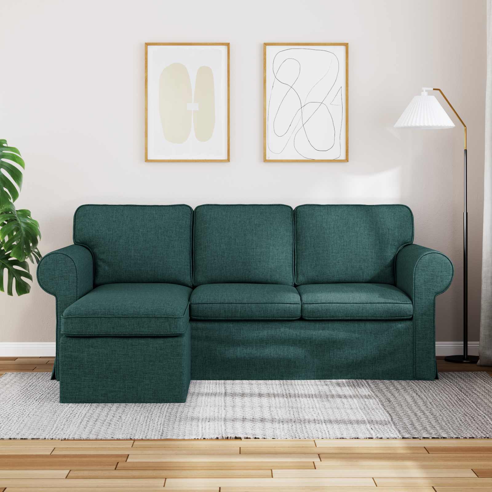 Καναπές Σκούρο Πράσινο 215 x 138 x 80 εκ ύφασμα - Pakobazaar