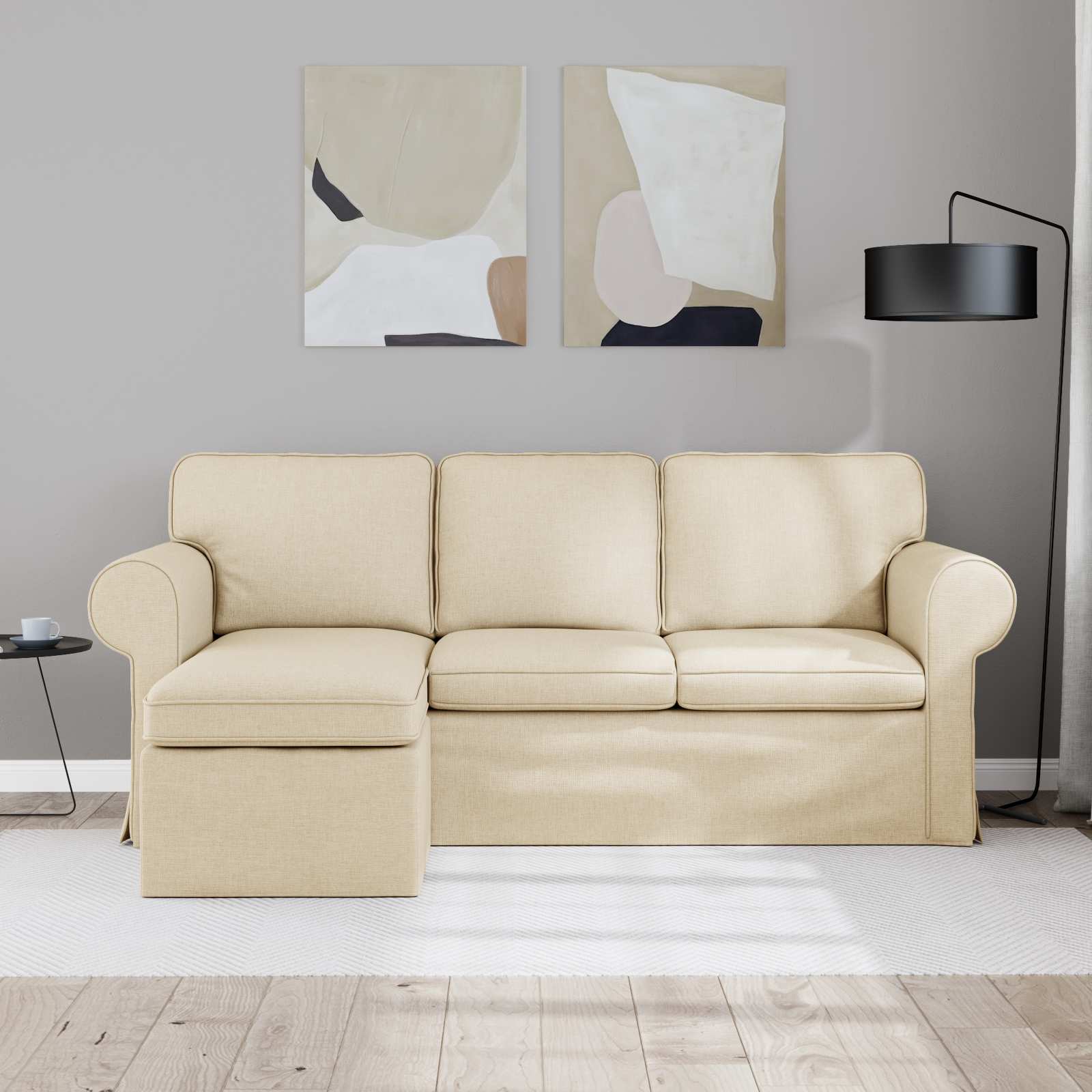 Καναπές Κρεμ 195 x 138 x 80 εκ ύφασμα - Pakobazaar