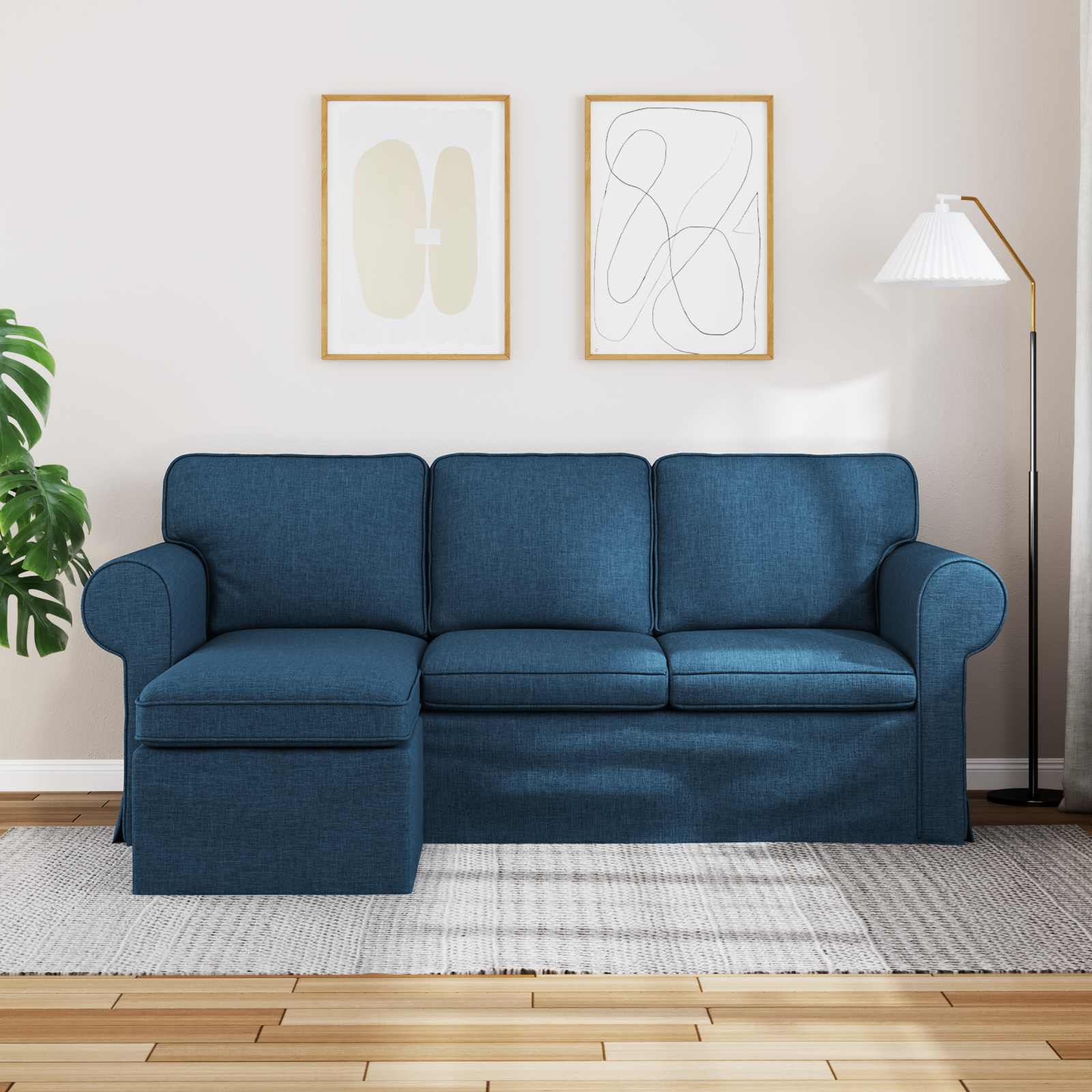 Καναπές Μπλε 195 x 138 x 80 εκ ύφασμα - Pakobazaar