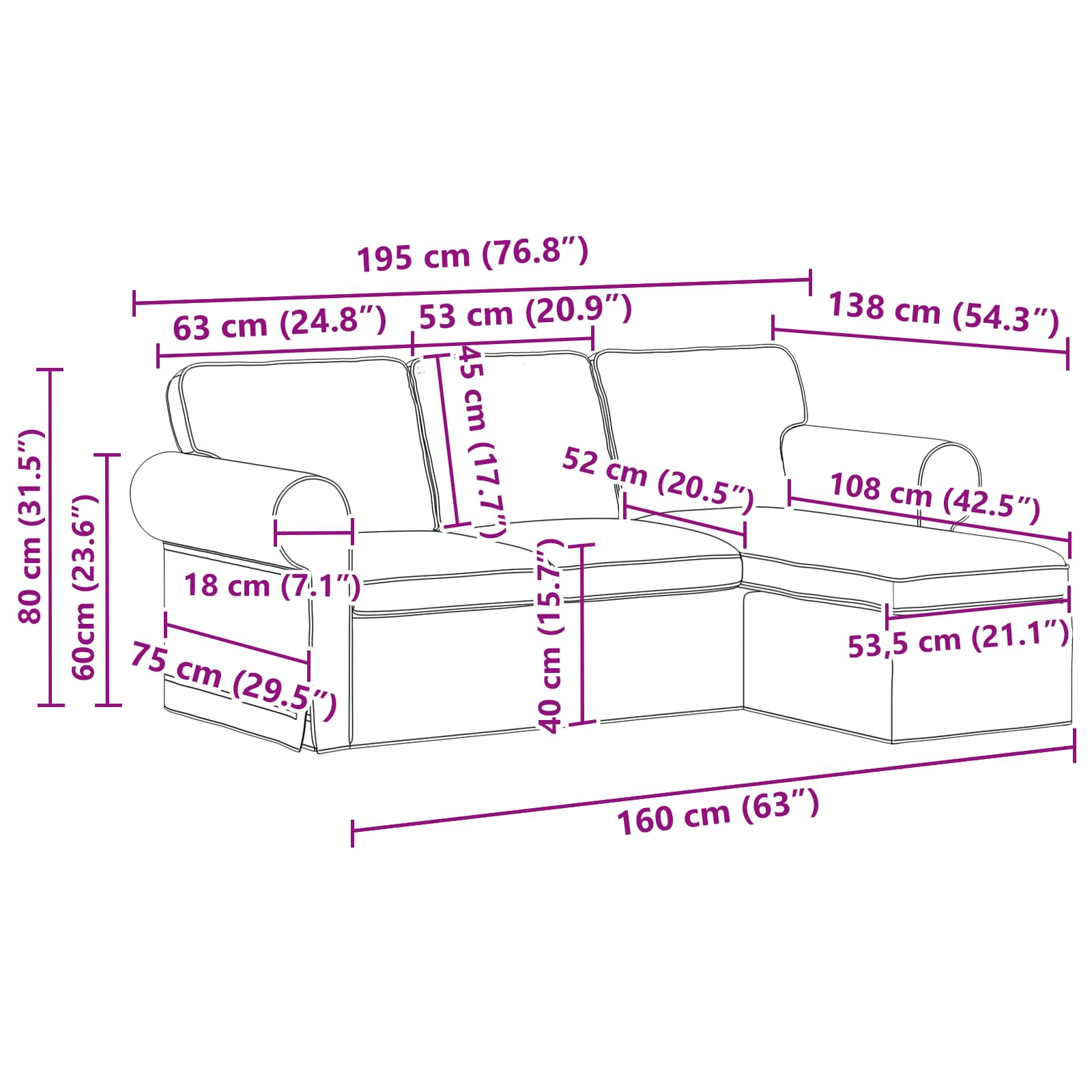 Καναπές Μπλε 195 x 138 x 80 εκ ύφασμα - Pakobazaar