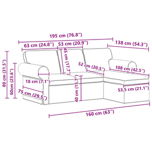 Καναπές Μπλε 195 x 138 x 80 εκ ύφασμα - Pakobazaar