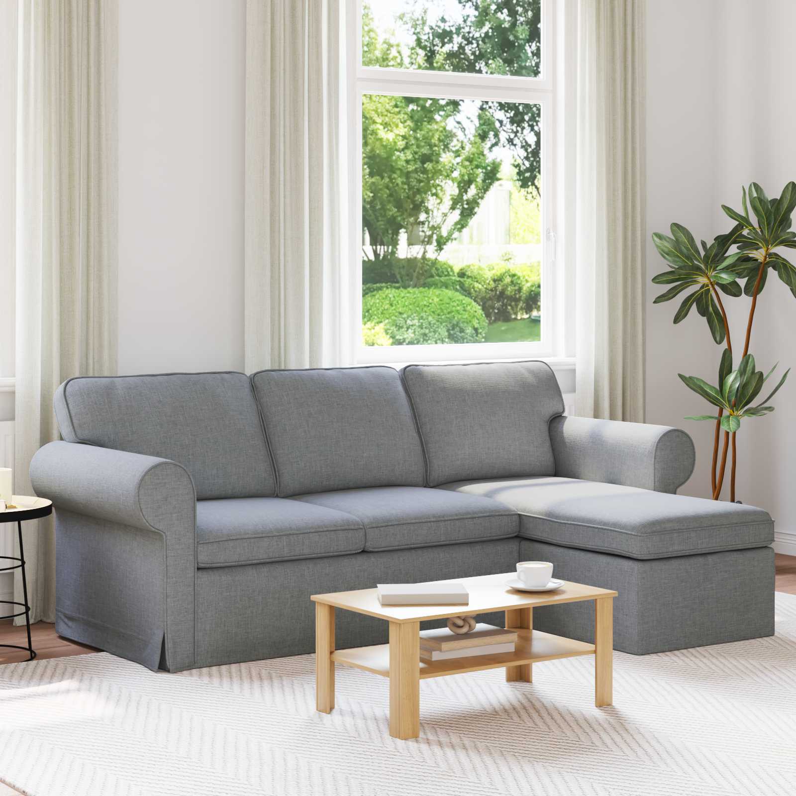 Καναπές Ανοιχτό γκρι 215 x 138 x 80 εκ ύφασμα - Pakobazaar