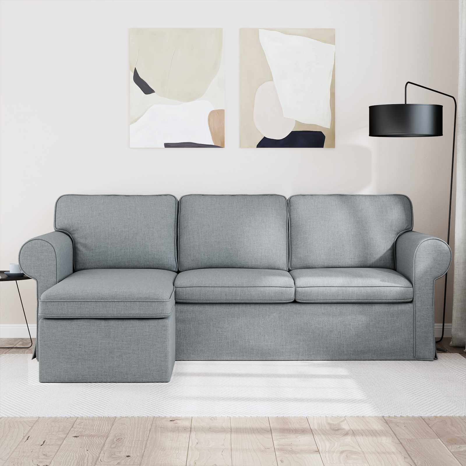 Καναπές Ανοιχτό γκρι 215 x 138 x 80 εκ ύφασμα - Pakobazaar
