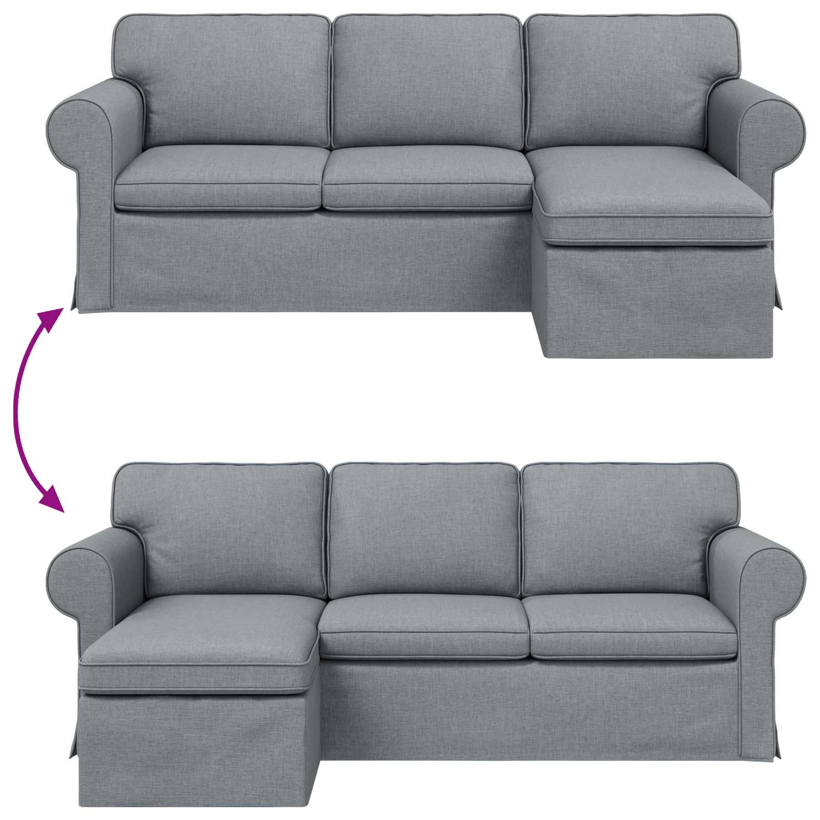 Καναπές Ανοιχτό γκρι 215 x 138 x 80 εκ ύφασμα - Pakobazaar
