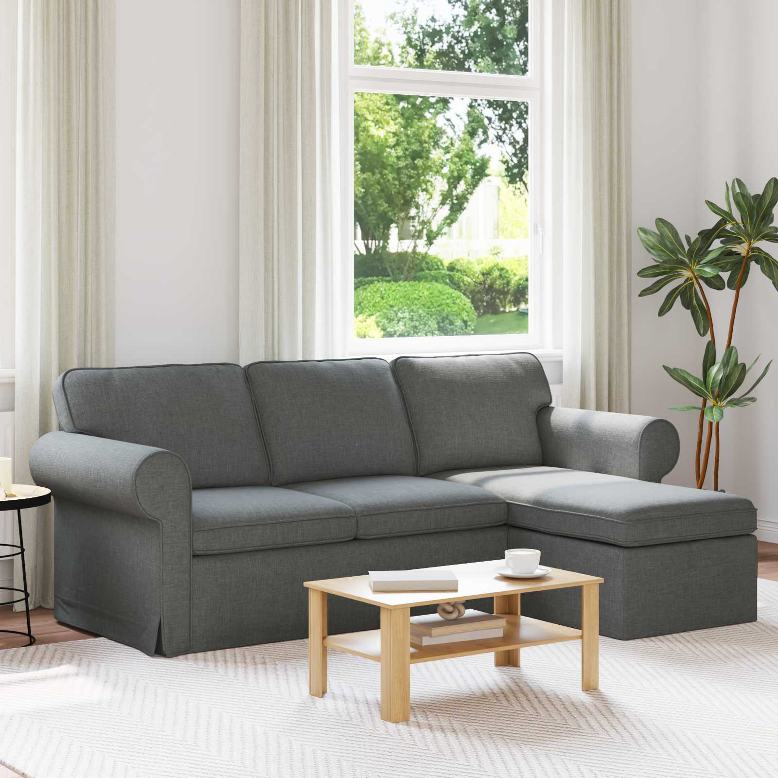 Καναπές Σκούρο Γκρι 215 x 138 x 80 εκ ύφασμα - Pakobazaar