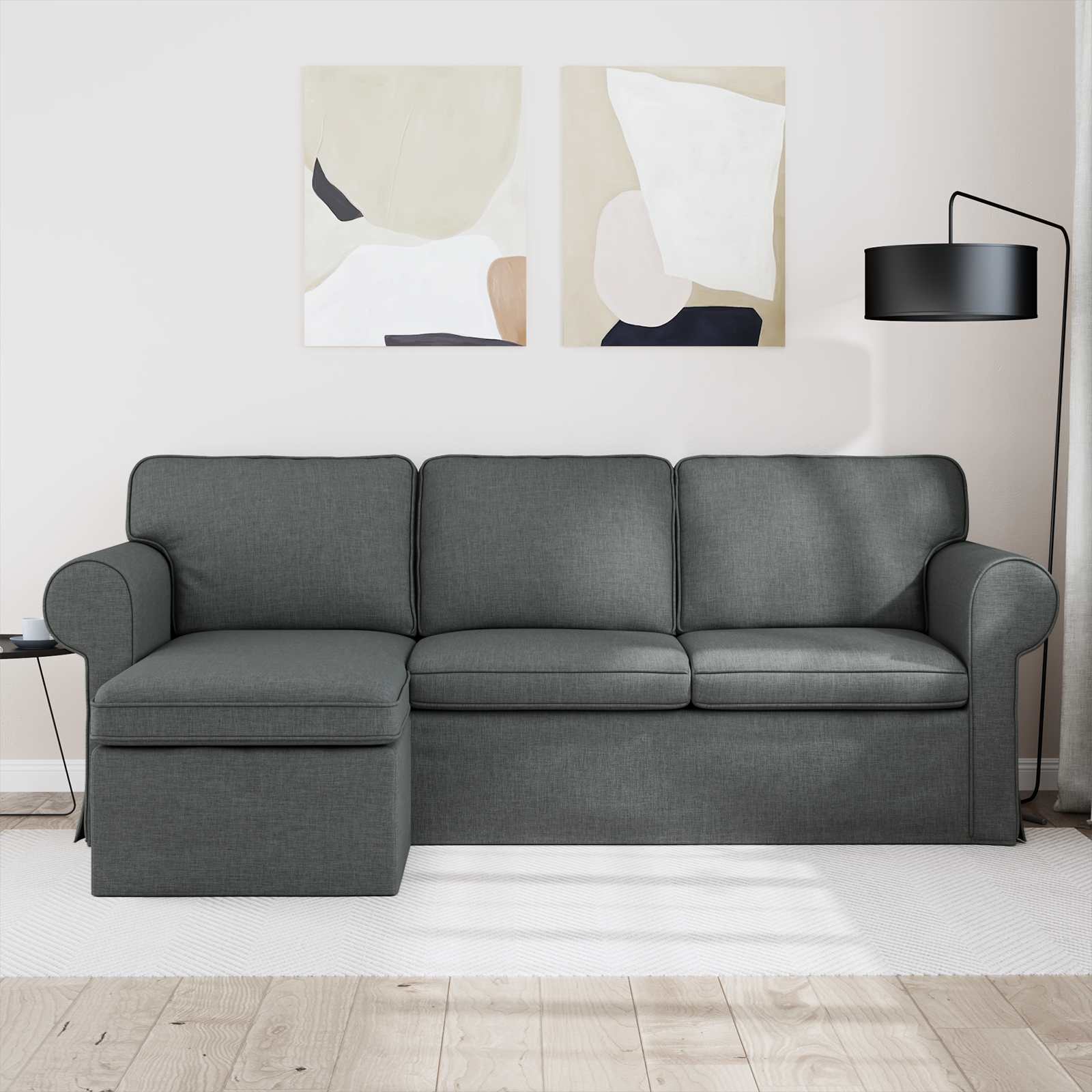 Καναπές Σκούρο Γκρι 215 x 138 x 80 εκ ύφασμα - Pakobazaar