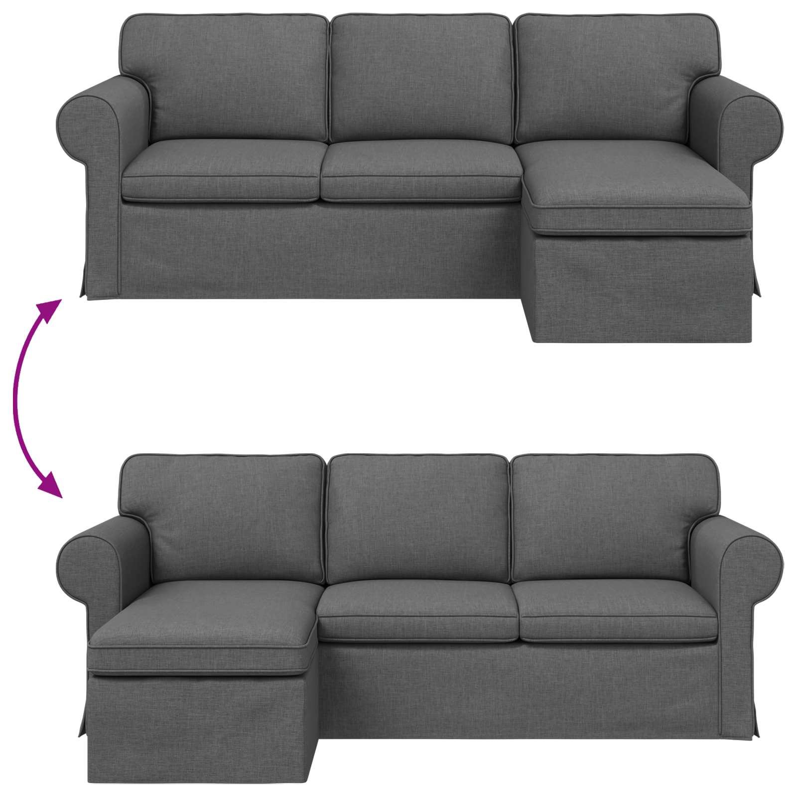 Καναπές Σκούρο Γκρι 215 x 138 x 80 εκ ύφασμα - Pakobazaar