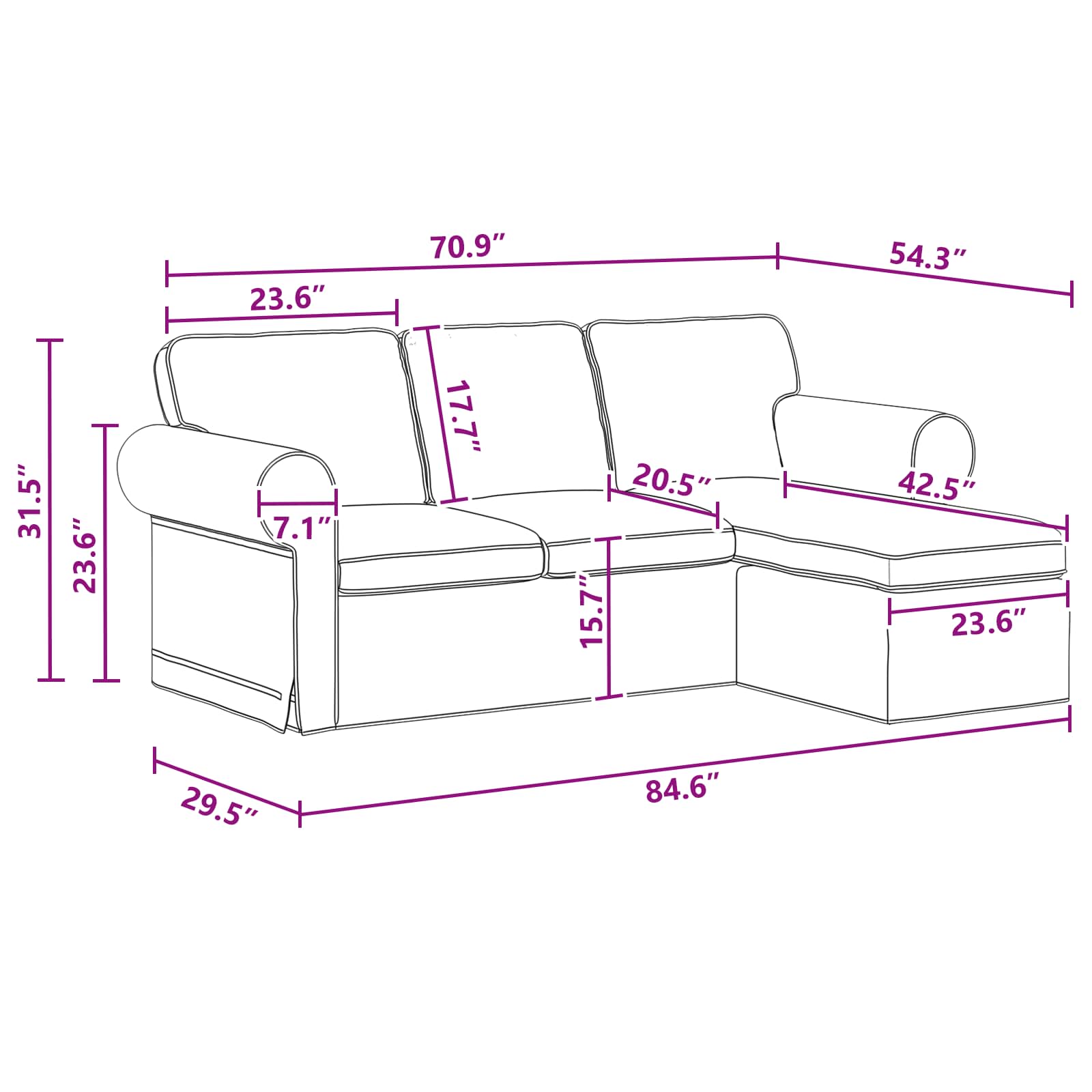 Καναπές Σκούρο Γκρι 215 x 138 x 80 εκ ύφασμα - Pakobazaar