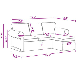 Καναπές Σκούρο Γκρι 215 x 138 x 80 εκ ύφασμα - Pakobazaar
