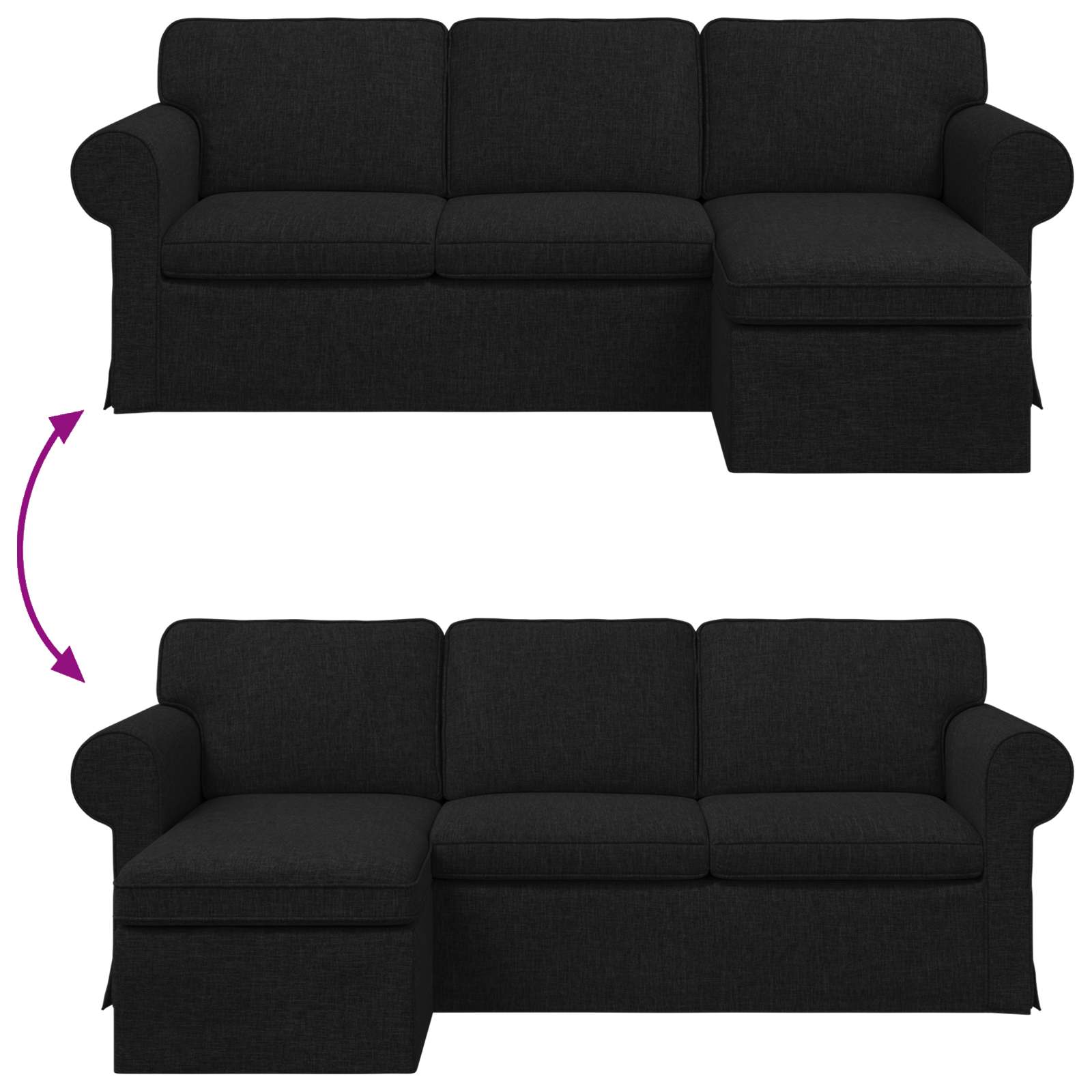 Καναπές Μαύρο 215 x 138 x 80 εκ ύφασμα - Pakobazaar