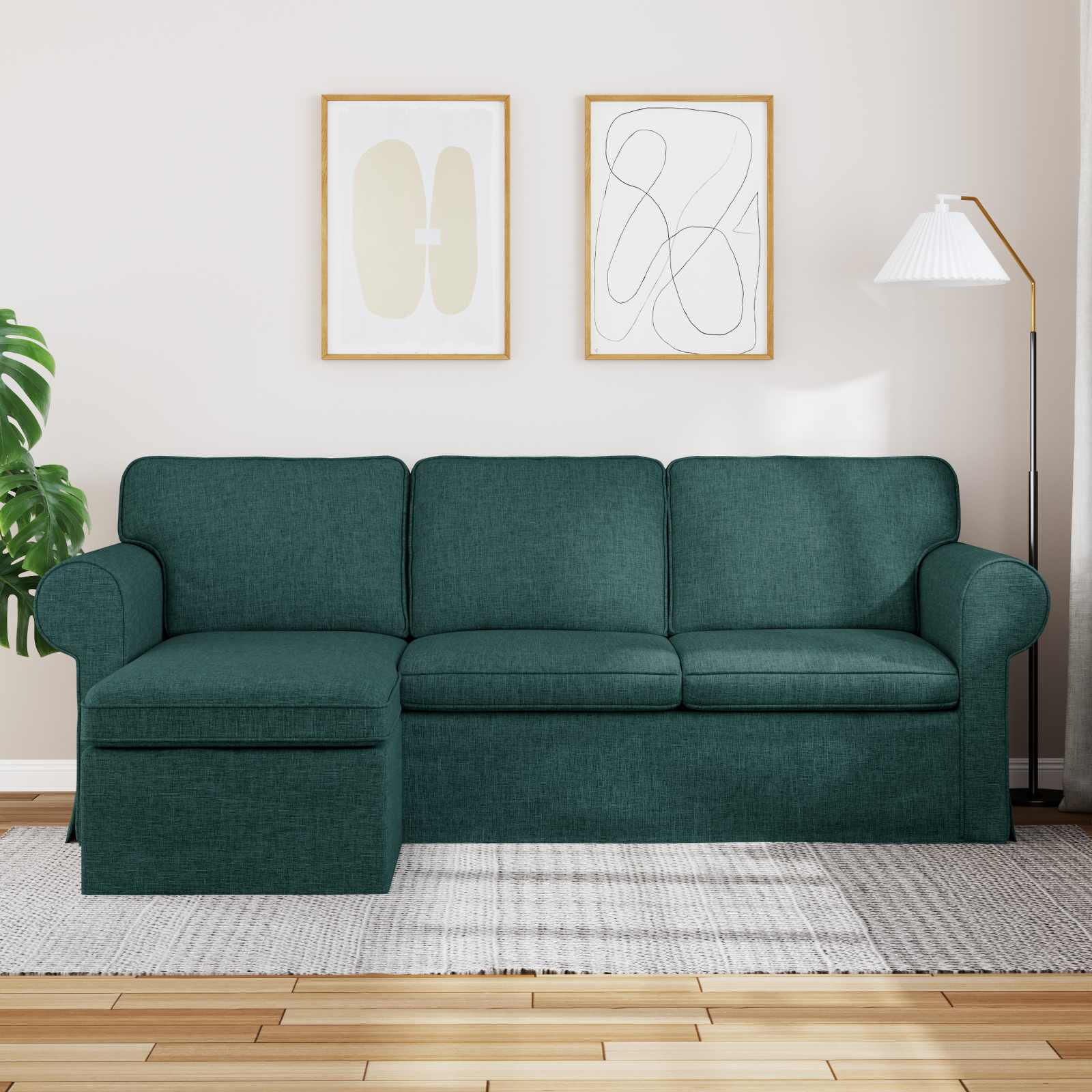 Καναπές Σκούρο Πράσινο 215 x 138 x 80 εκ ύφασμα