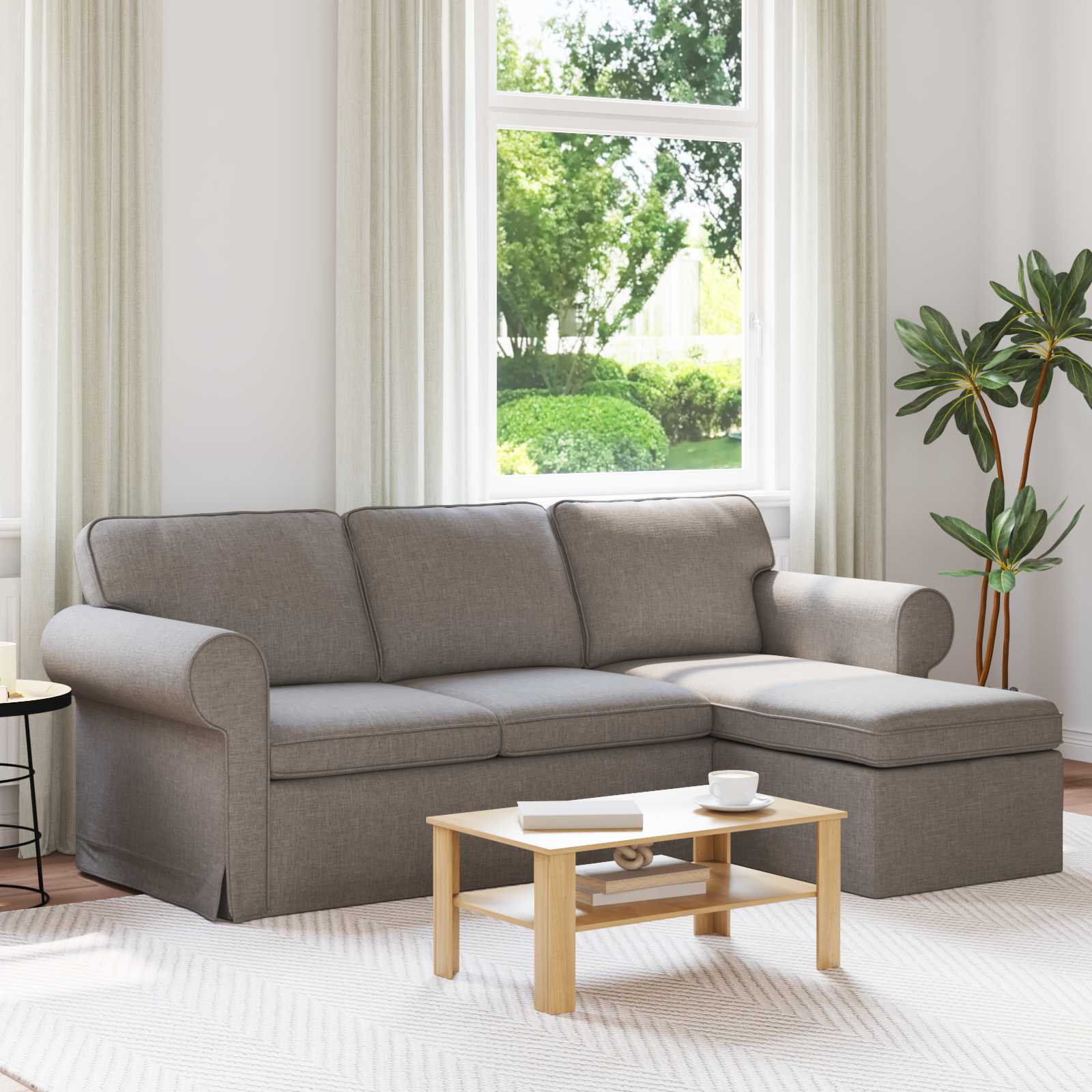 Καναπές Taupe 215 x 138 x 80 εκ ύφασμα