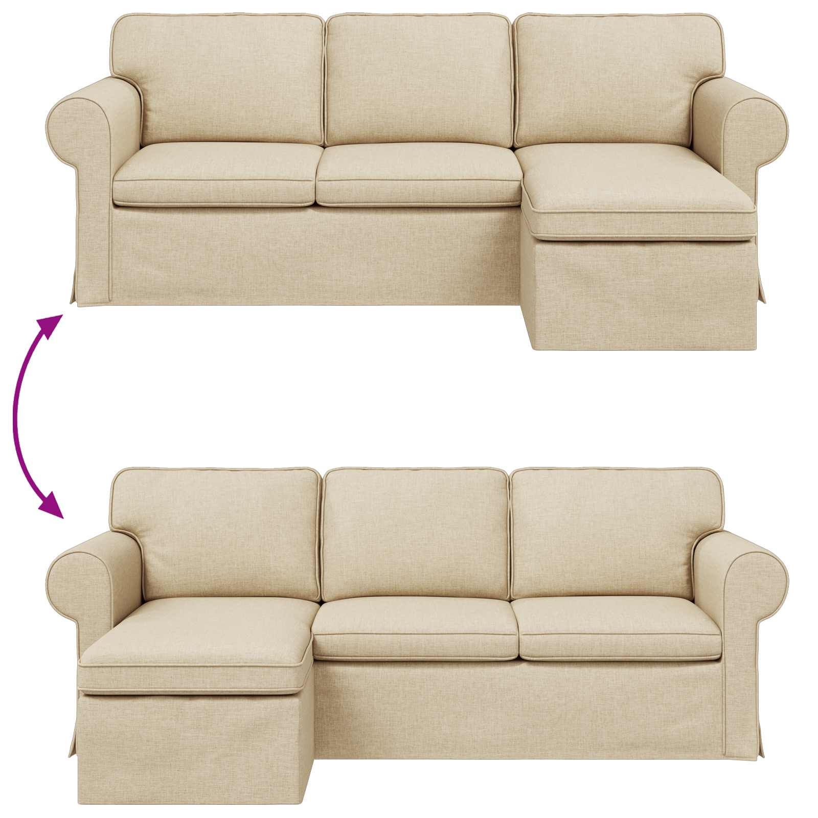 Καναπές Κρεμ 215 x 138 x 80 εκ ύφασμα - Pakobazaar