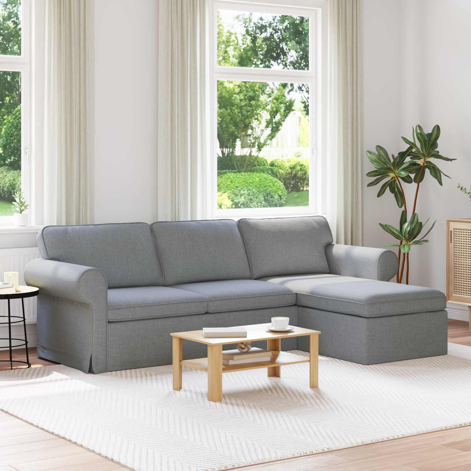 Καναπές Ανοιχτό γκρι 245 x 138 x 80 εκ ύφασμα - Pakobazaar