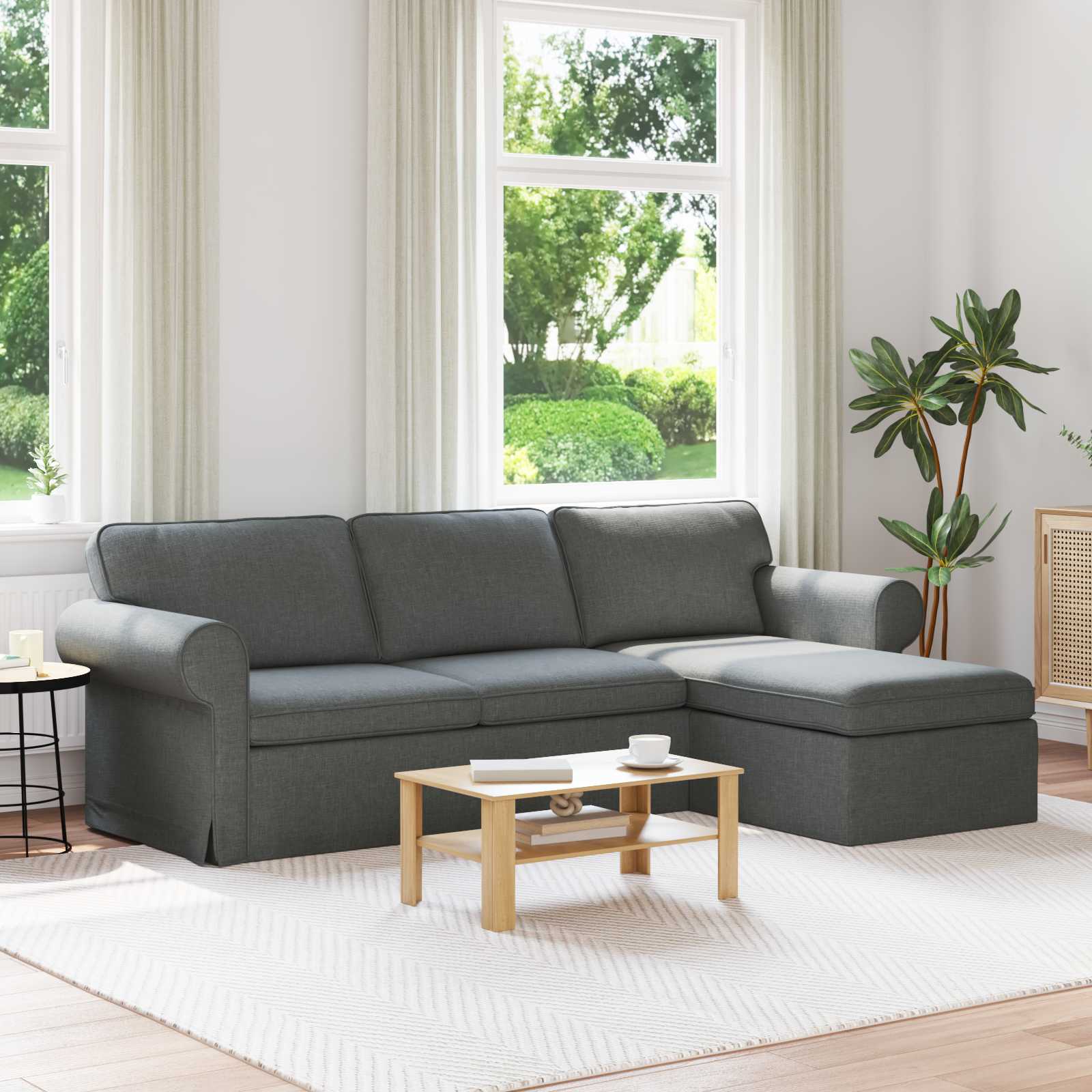 Καναπές Σκούρο Γκρι 215 x 138 x 80 εκ ύφασμα - Pakobazaar