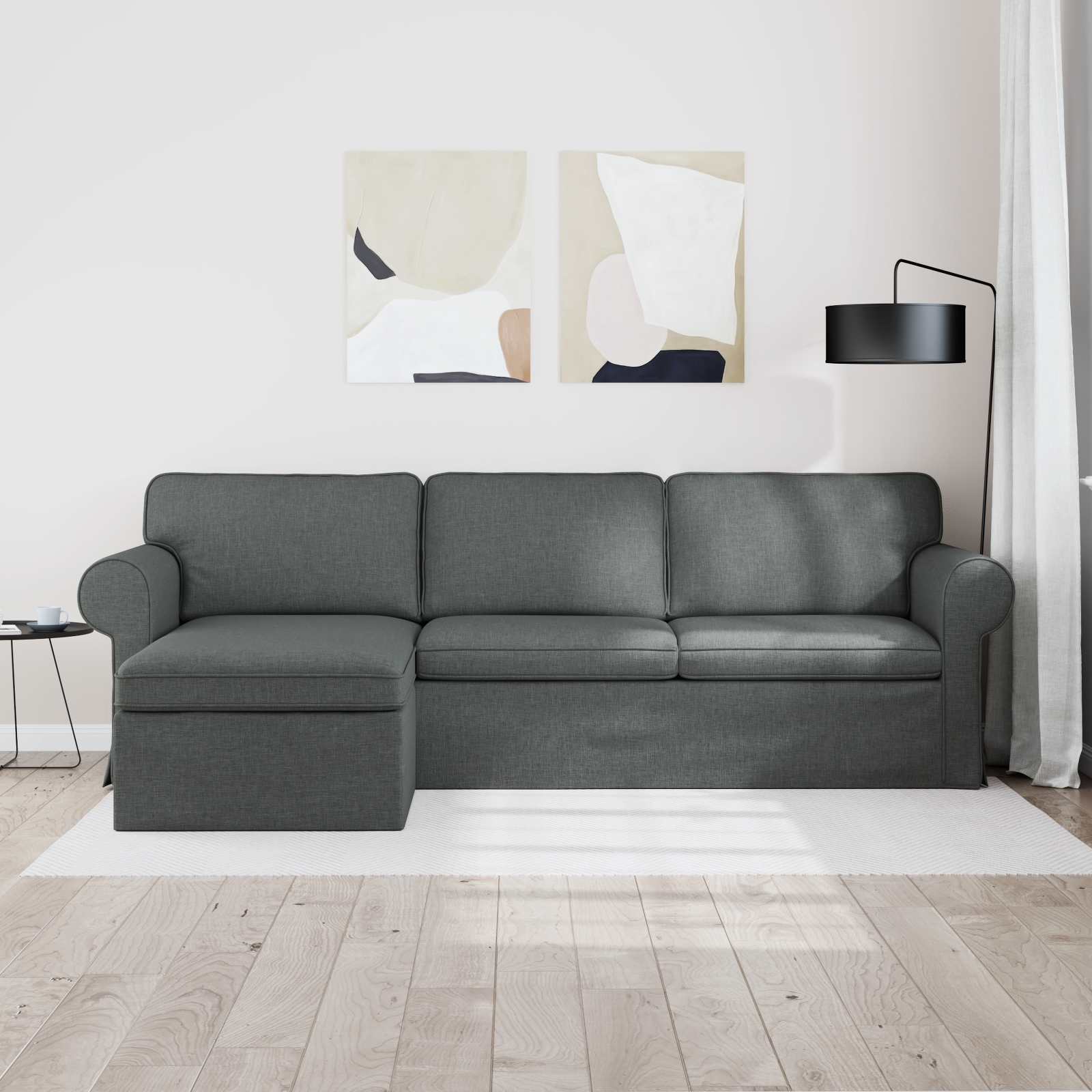 Καναπές Σκούρο Γκρι 215 x 138 x 80 εκ ύφασμα - Pakobazaar