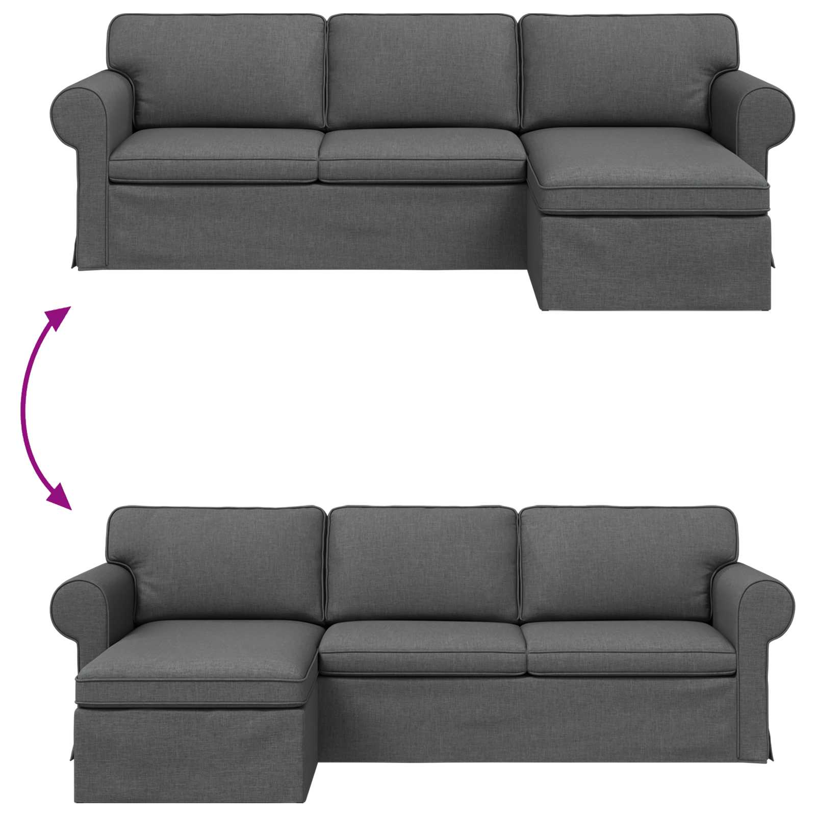 Καναπές Σκούρο Γκρι 215 x 138 x 80 εκ ύφασμα - Pakobazaar