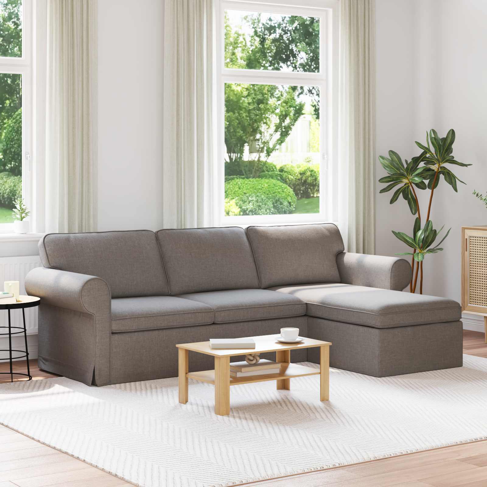 Καναπές Taupe 245 x 138 x 80 εκ ύφασμα - Pakobazaar