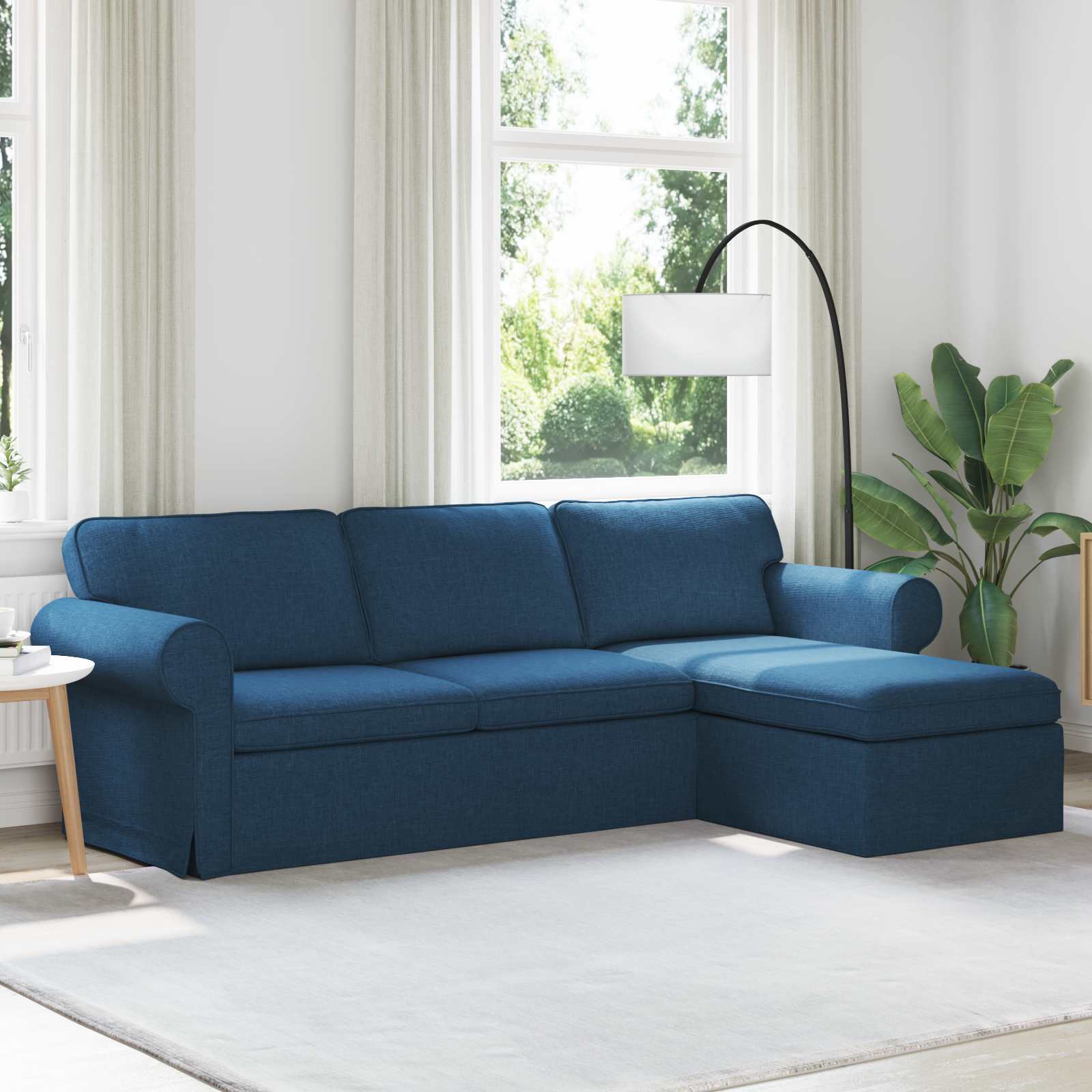 Καναπές Μπλε 215 x 138 x 80 εκ ύφασμα - Pakobazaar
