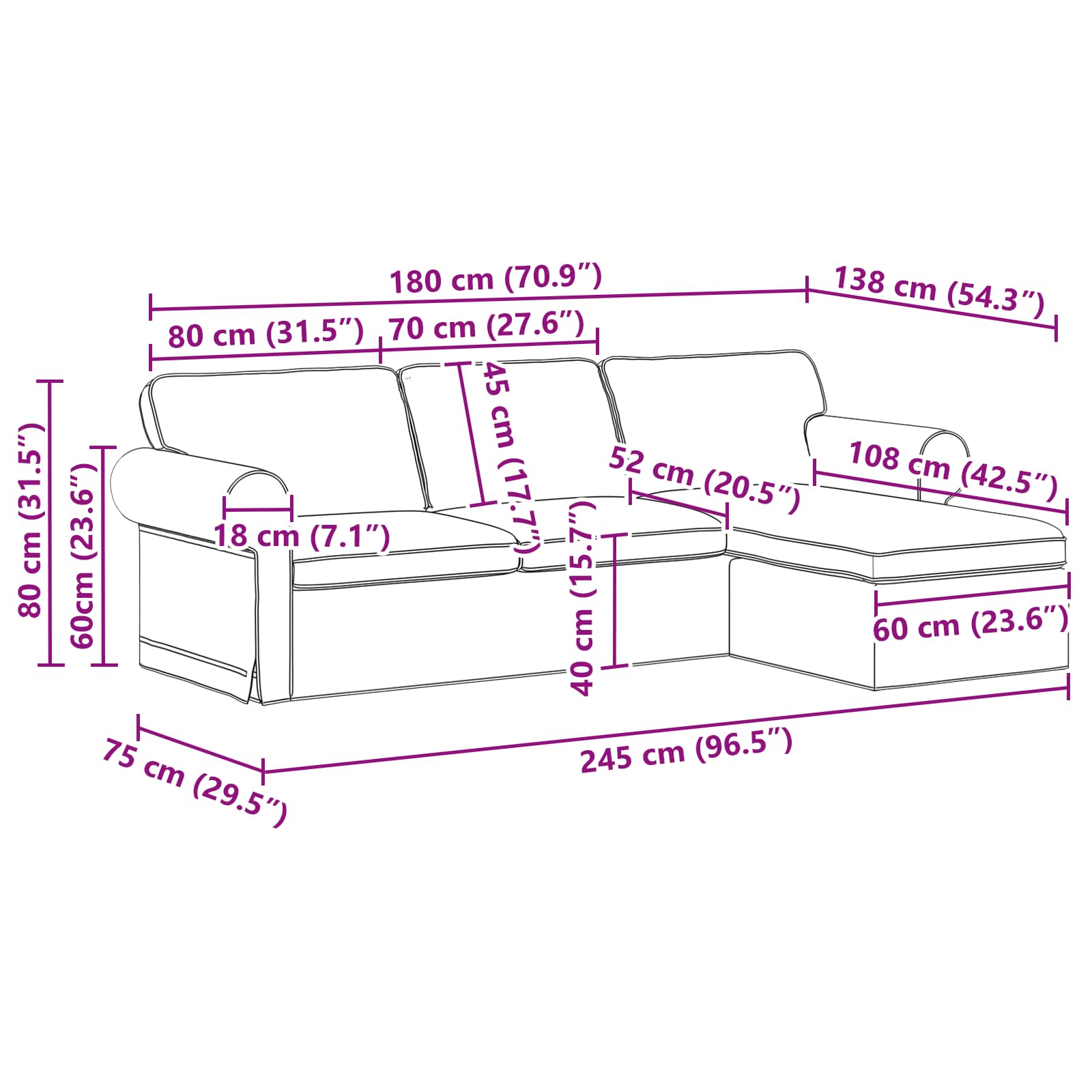 Καναπές Μπλε 215 x 138 x 80 εκ ύφασμα - Pakobazaar