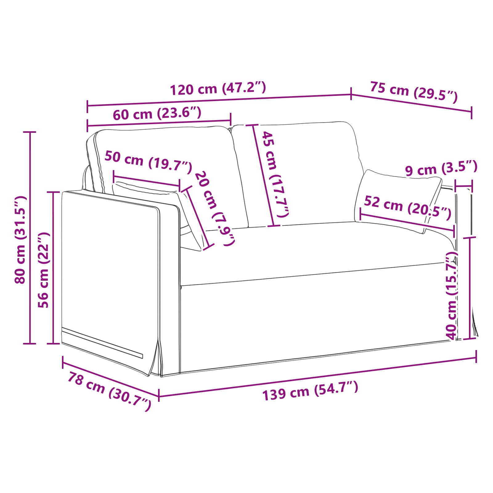 Καναπές Taupe 139 x 78 x 80 εκ ύφασμα - Pakobazaar