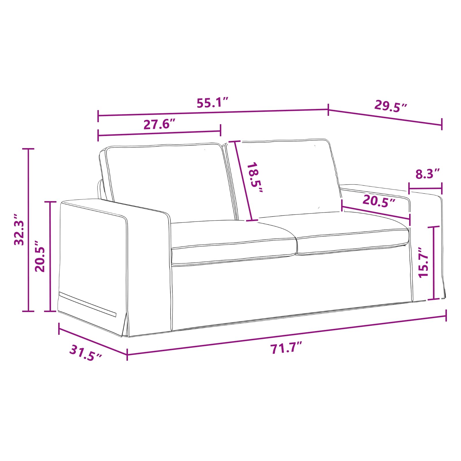 Καναπές Σκούρο Γκρι 182 x 80 x 82 εκ ύφασμα - Pakobazaar
