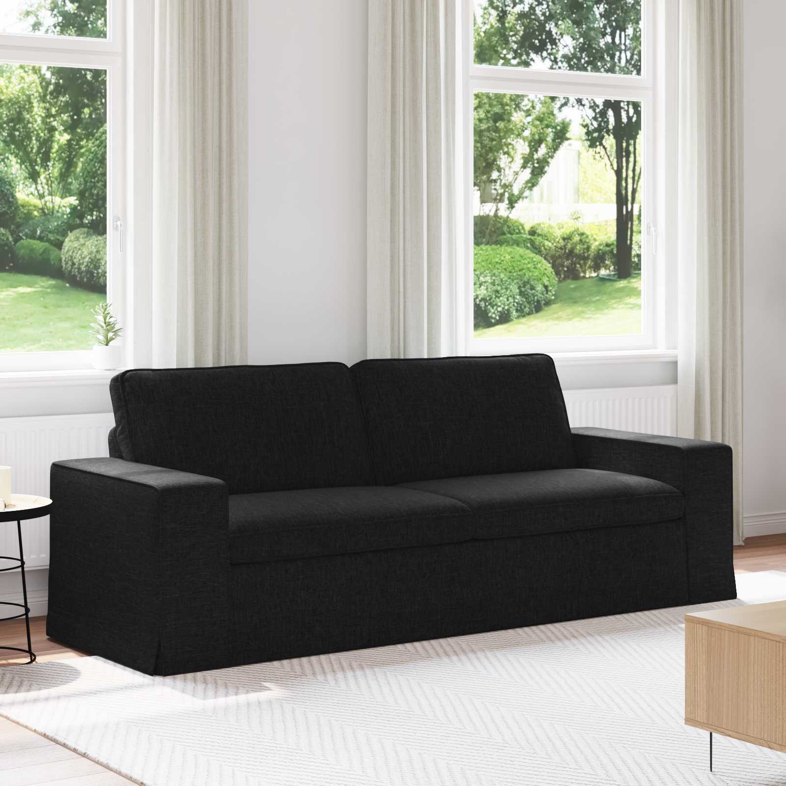 Καναπές Μαύρο 222 x 80 x 82 εκ ύφασμα - Pakobazaar