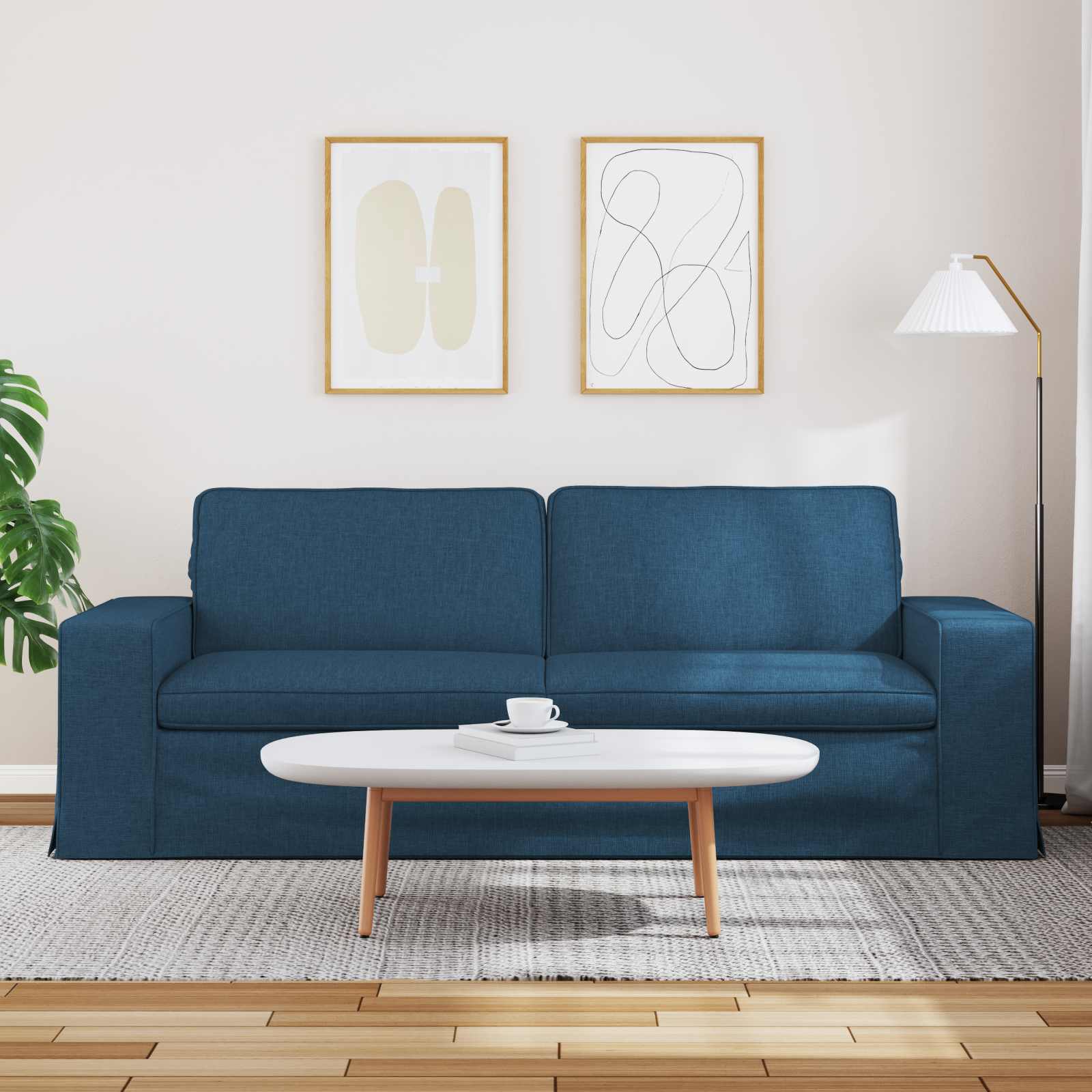 Καναπές Μπλε 222 x 80 x 82 εκ ύφασμα - Pakobazaar