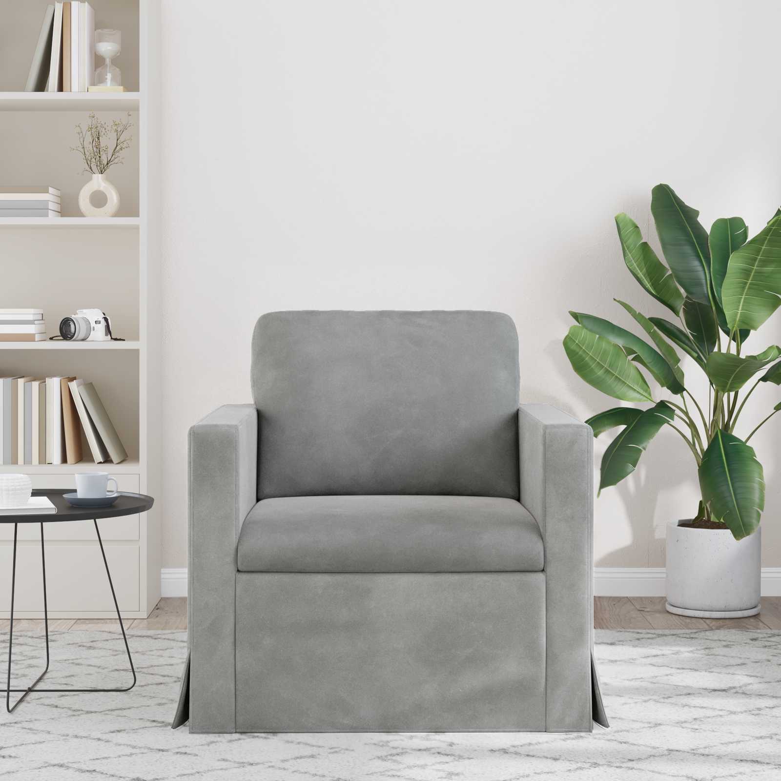 Καναπές Ανοιχτό γκρι 78 x 78 x 80 εκ. Βελούδο - Pakobazaar