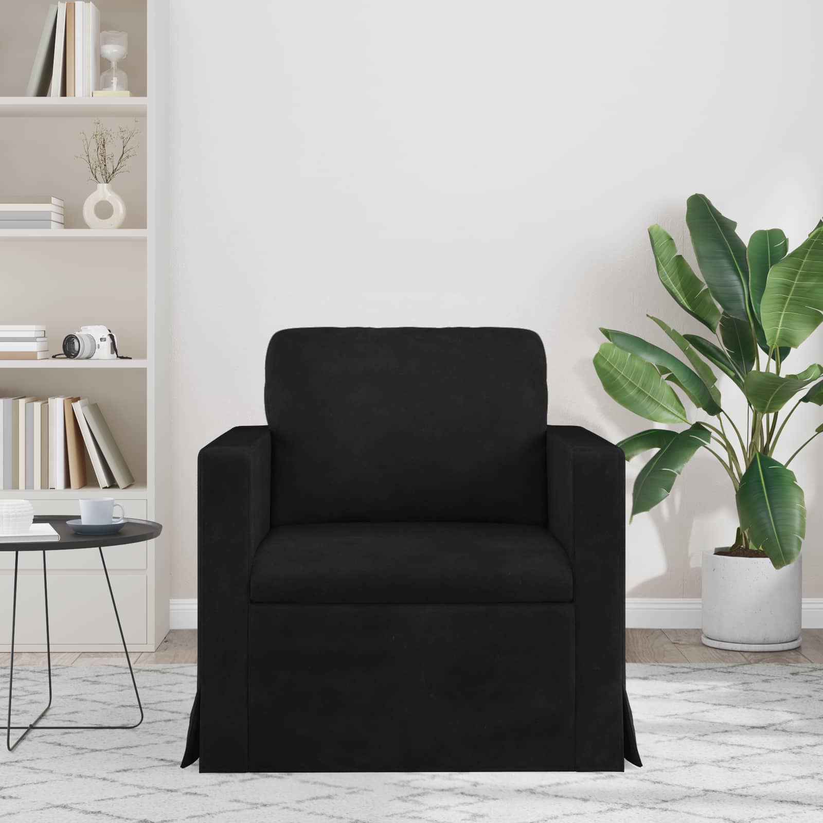 Καναπές Μαύρο 78 x 78 x 80 εκ. Βελούδο - Pakobazaar