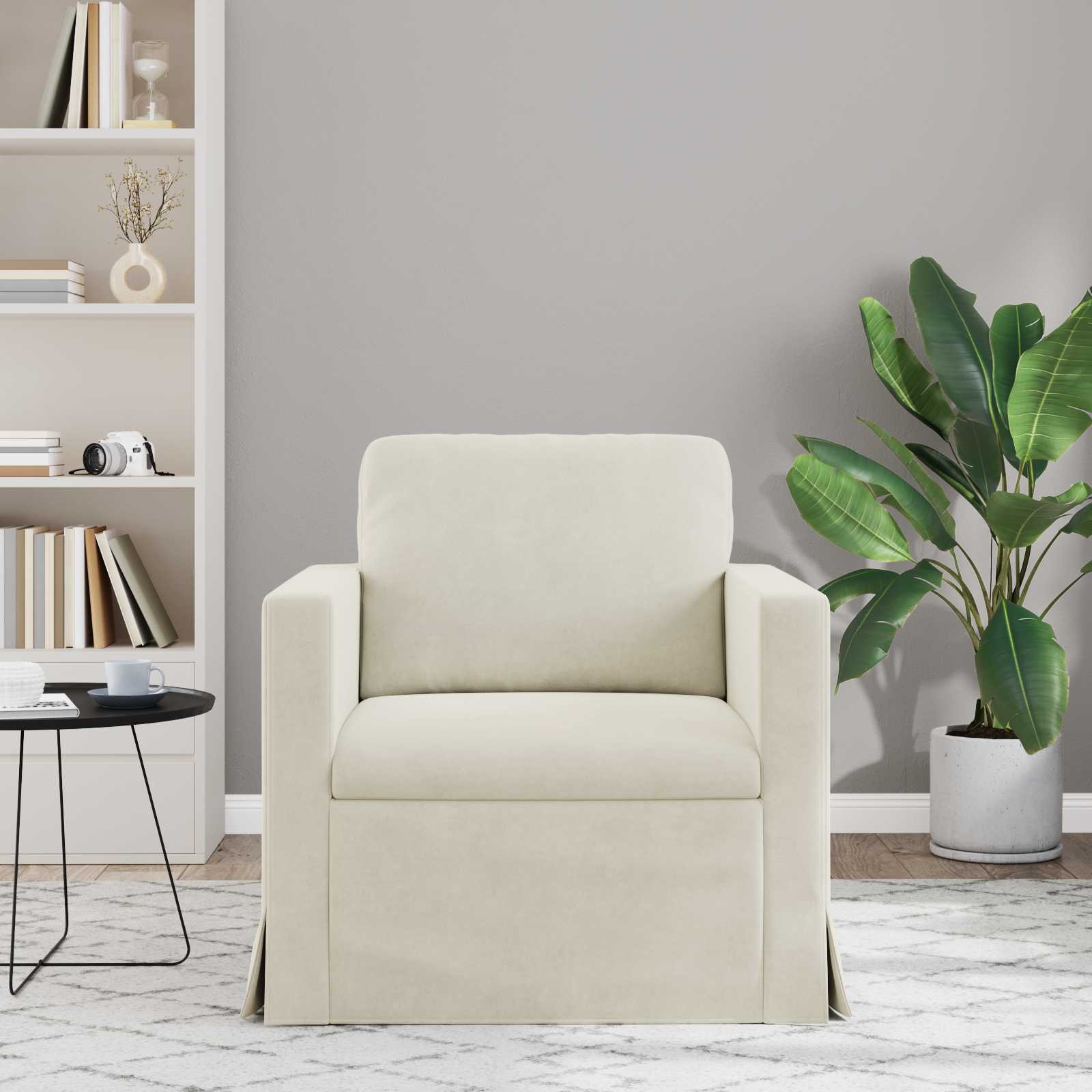 Καναπές Κρεμ 78 x 78 x 80 εκ. Βελούδο - Pakobazaar