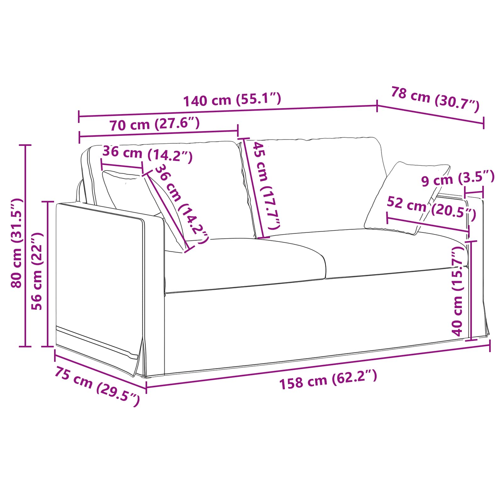 Καναπές Ανοιχτό γκρι 158 x 78 x 80 εκ Βελούδο - Pakobazaar