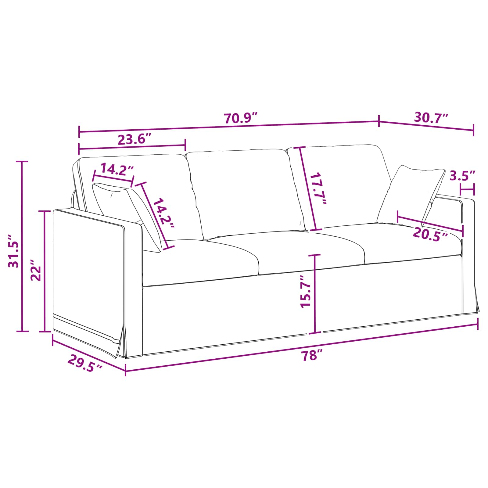 Καναπές Σκούρο Γκρι 198 x 78 x 80 εκ Βελούδο - Pakobazaar