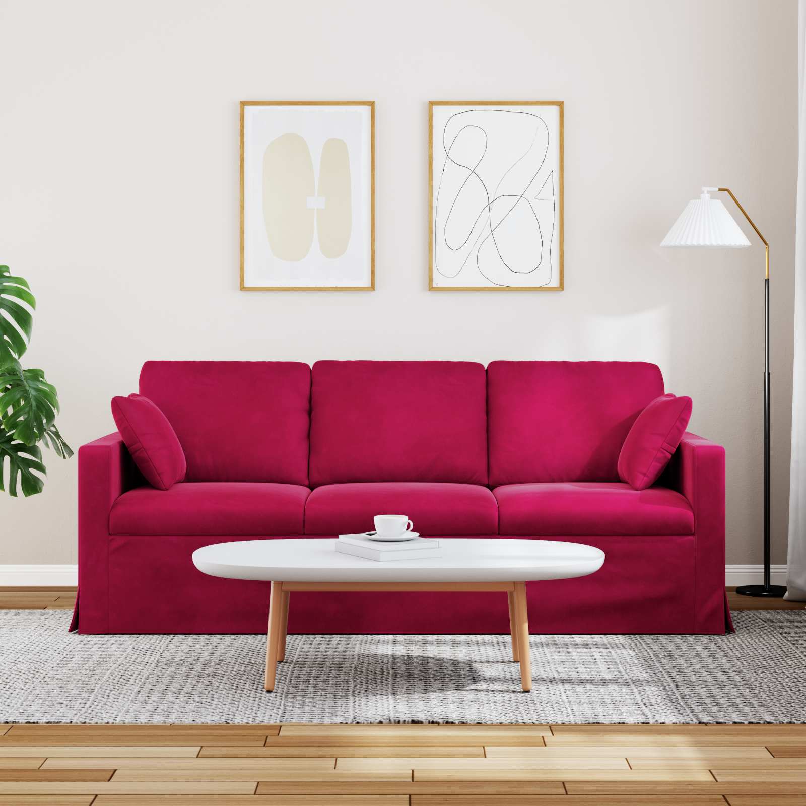 Καναπές Κόκκινο 198 x 78 x 80 εκ Βελούδο - Pakobazaar