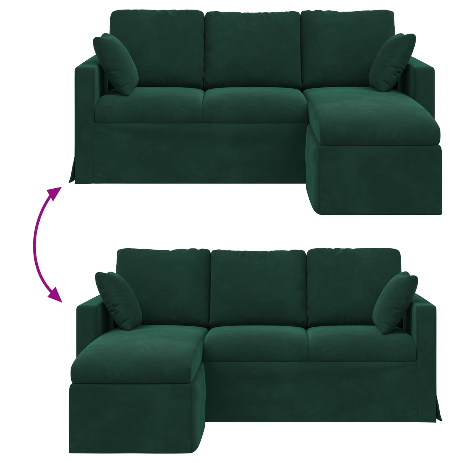 Καναπές Σκούρο Πράσινο 198 x 134 x 80 εκ Βελούδο - Pakobazaar