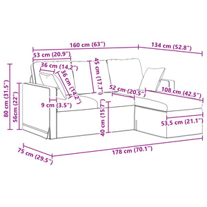 Καναπές Μαύρο 178 x 134 x 80 εκ Βελούδο