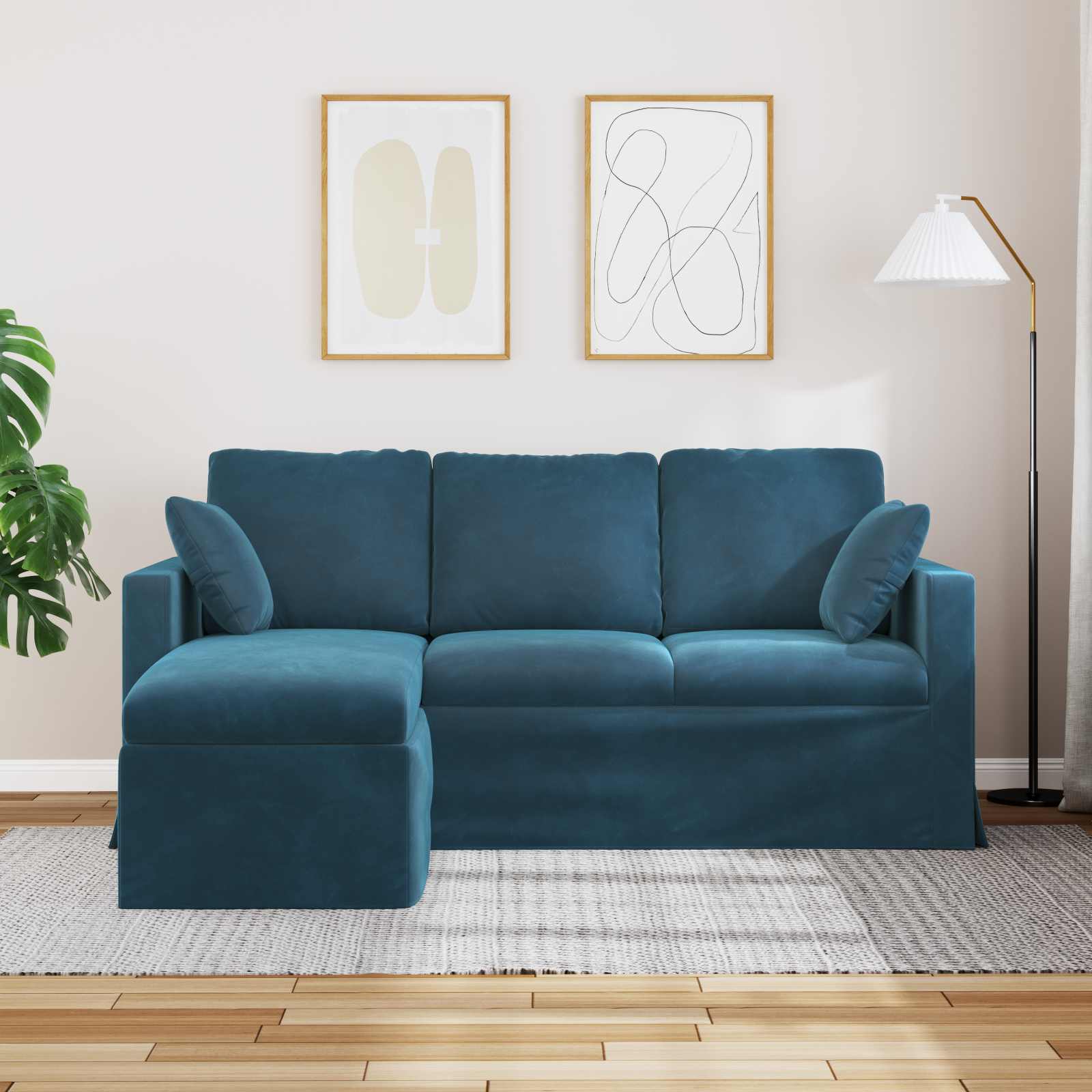 Καναπές Μπλε 178 x 134 x 80 εκ Βελούδο