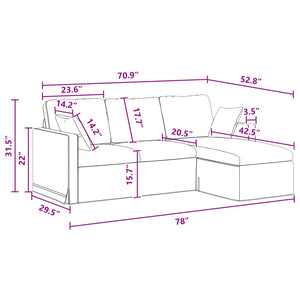 Καναπές Σκούρο Γκρι 198 x 134 x 80 εκ Βελούδο - Pakobazaar